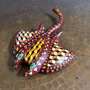 Alebrije Manta Ray Wood Carving by Esperanza Martinez from Oaxaca, Mexico.