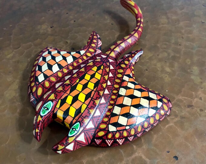 Alebrije Manta Ray Wood Carving by Esperanza Martinez from Oaxaca, Mexico.