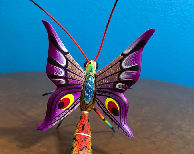 Alebrije Butterfly Handcrafted Wood Carving by Zeny Fuentes & Reyna Piña from Oaxaca, Mexico.