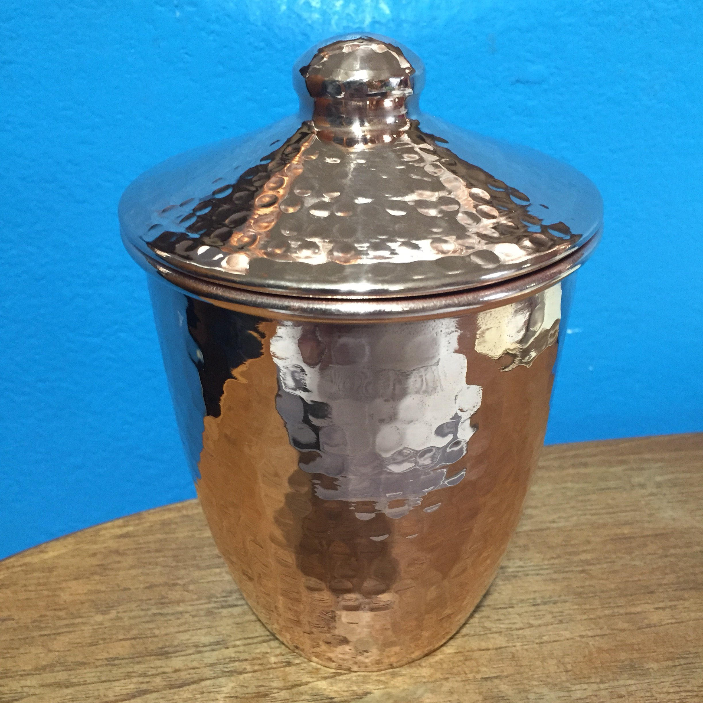 Hammered Copper Canister with Lid (4x6)