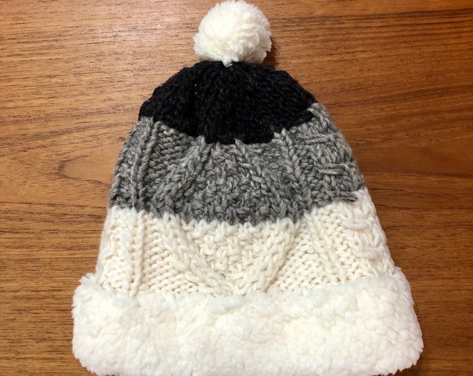 Hand Knitted Wool Winter Hat with fleece lining from Otavalo, Ecuador.