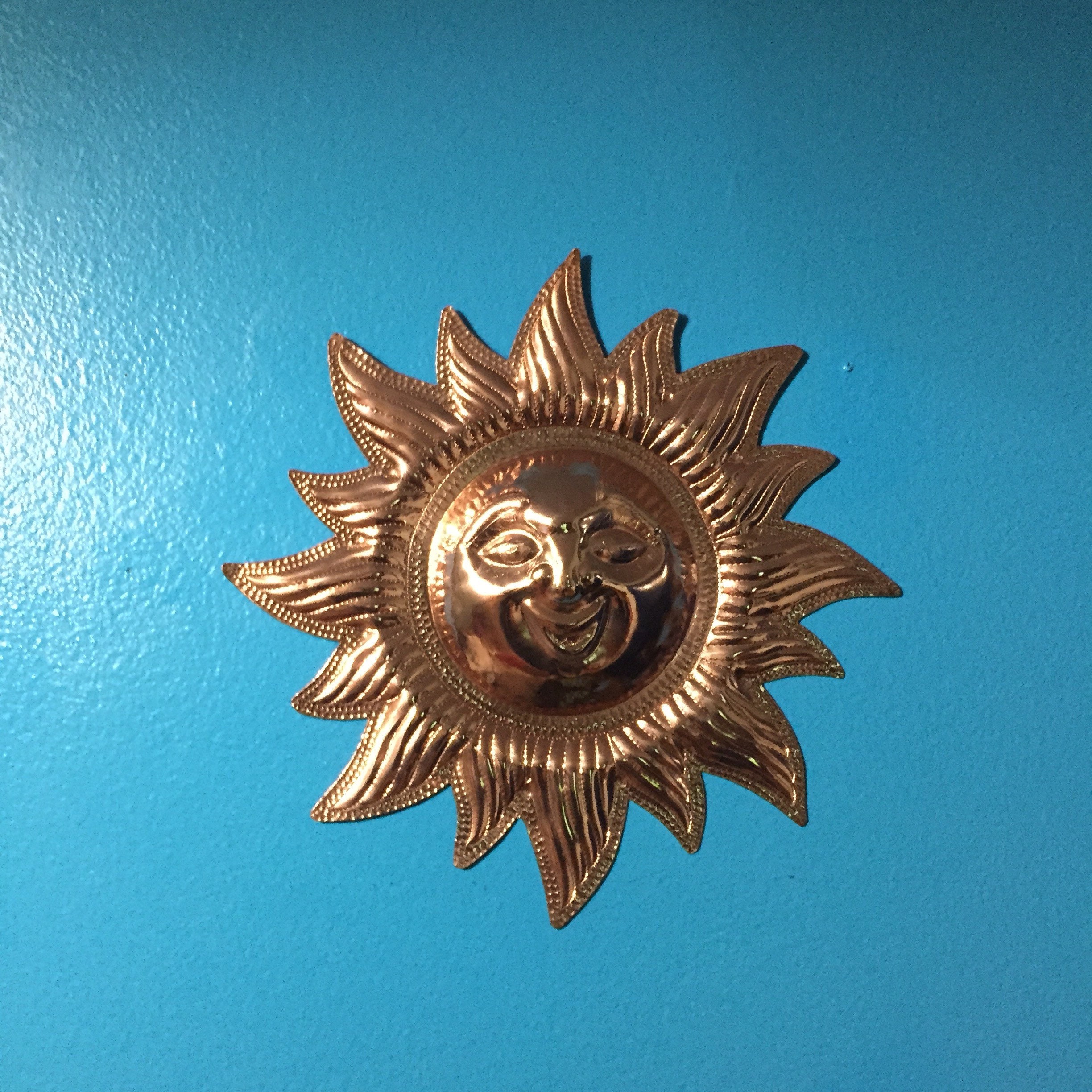 Handcrafted Pure Hammered Copper Sun 12 Diameter