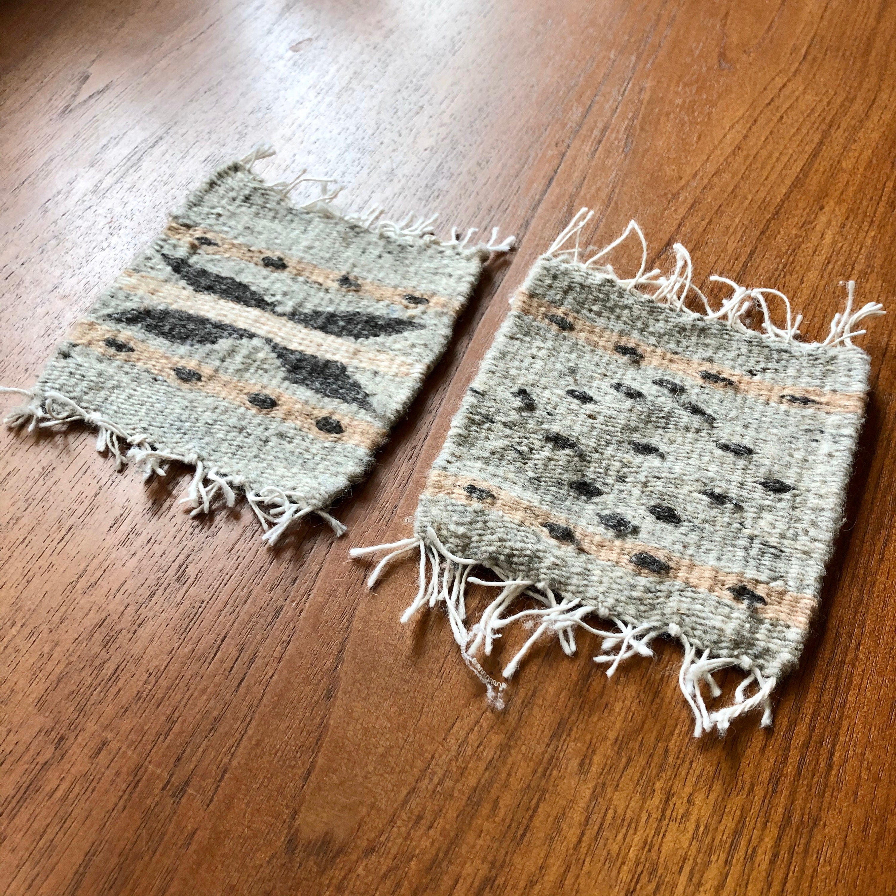 Zapotec hand woven merino wool coasters set of two approximately (5” x 5)