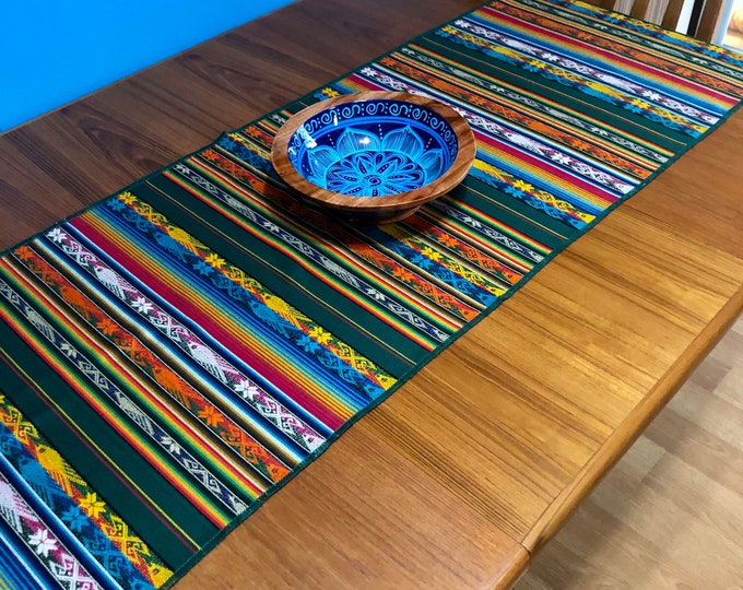 Woven Cotton Table Runner from Otavalo, Ecuador- 64” x 20”