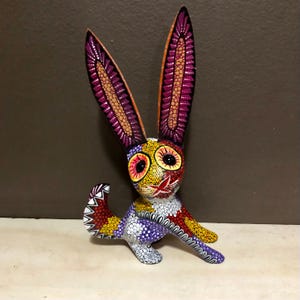 Alebrije Rabbit Wood Carving by Esperanza Martinez from Oaxaca, Mexico.