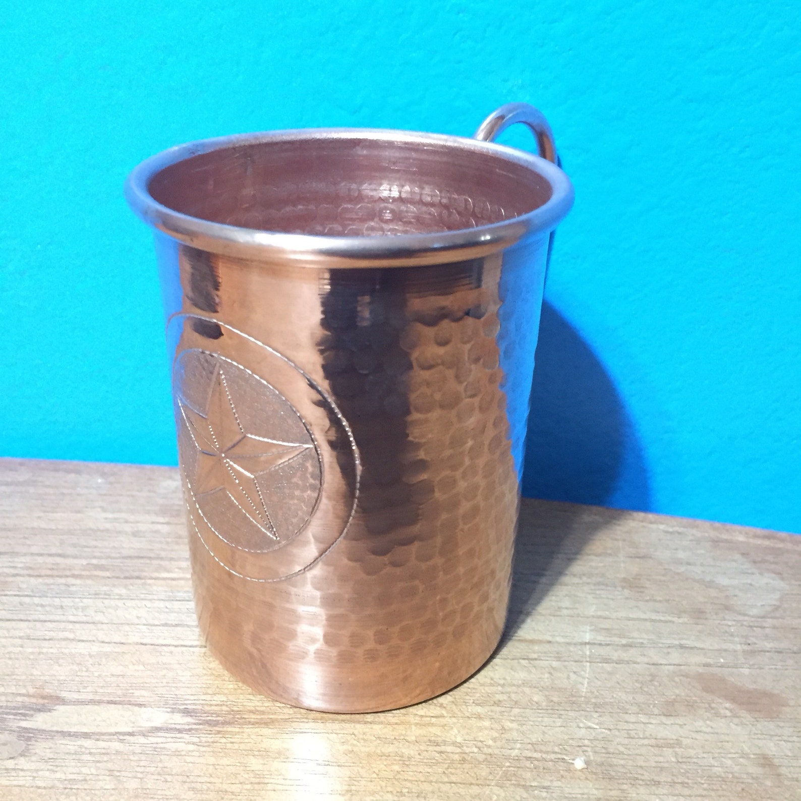 16oz Moscow Mule Hammered Copper Mug w/ Texas Star engraving Etsy