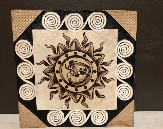 Handmade Amate Paper Wall Art from Mexico (11 3/4” x 11 3/4”)