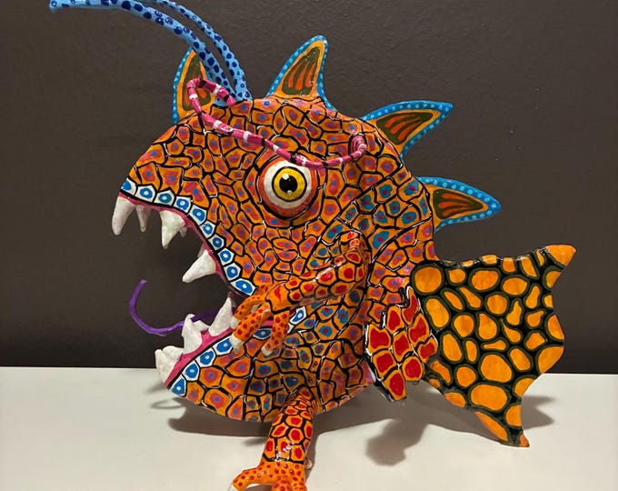 Handcrafted Paper Mache Alebrije Fish by César Miguel (Mexico City, Mexico)