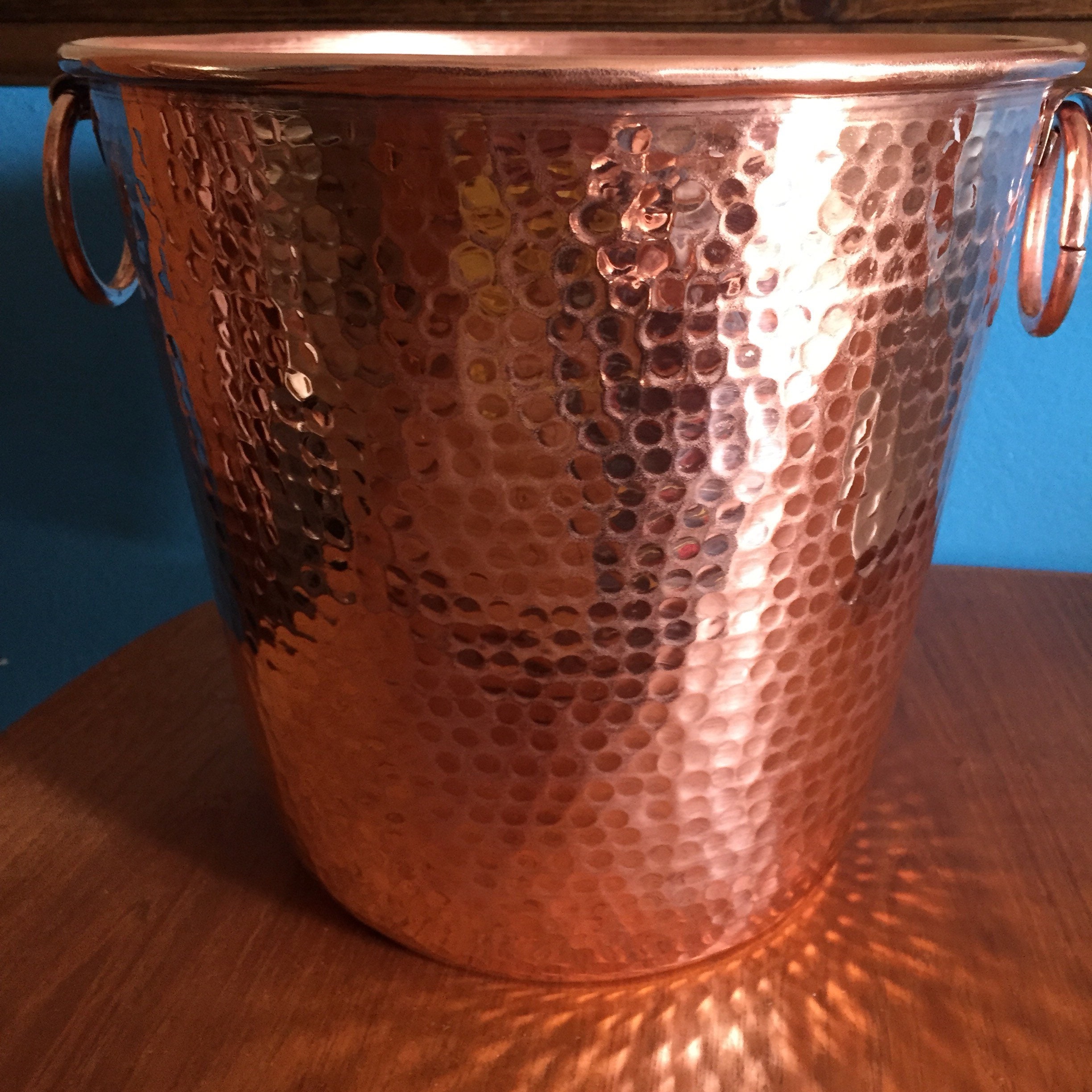 Hammered Copper wine bottle chiller / ice bucket (10 1/2 diameter)