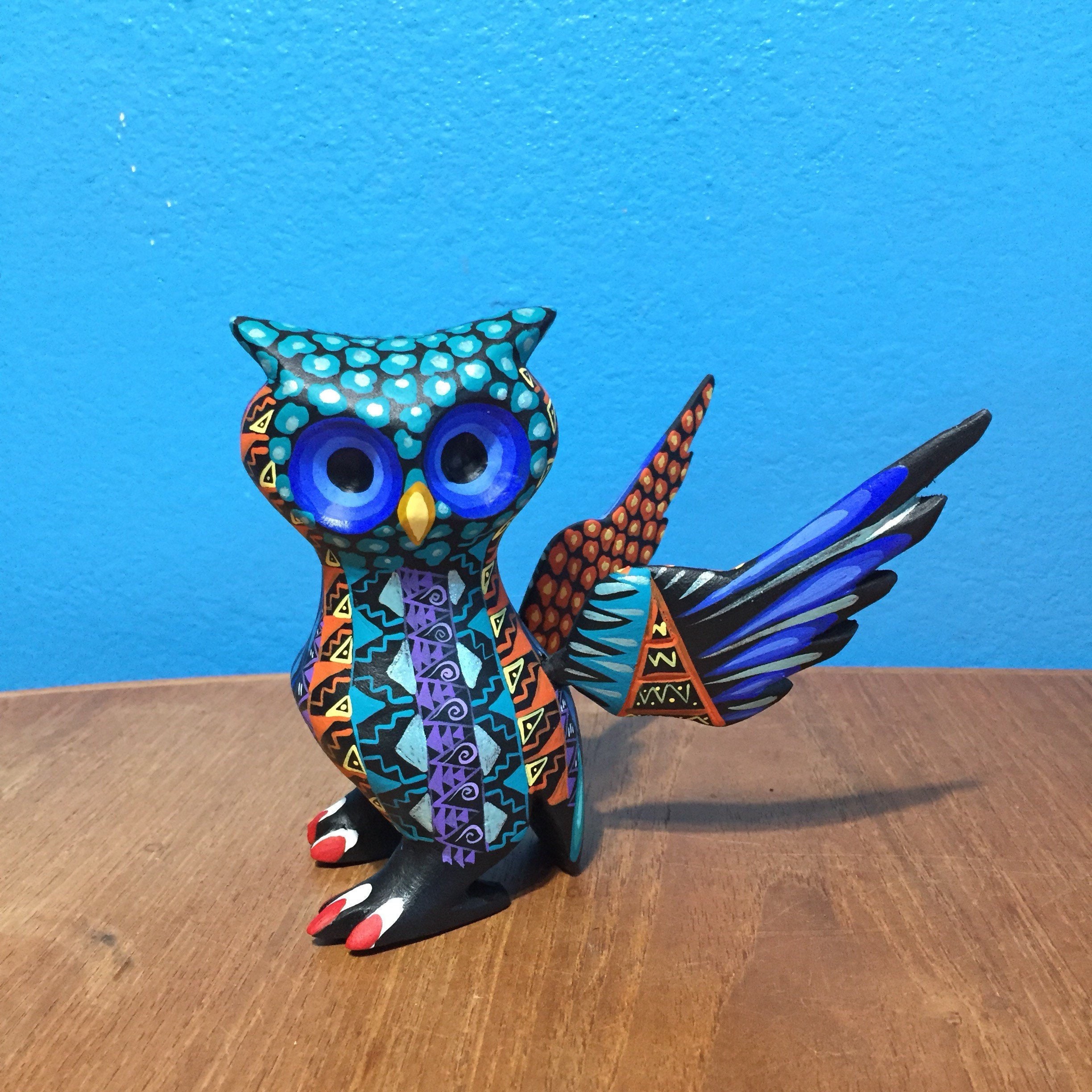 Alebrije Wood Carved Owl by Zeny Fuentes