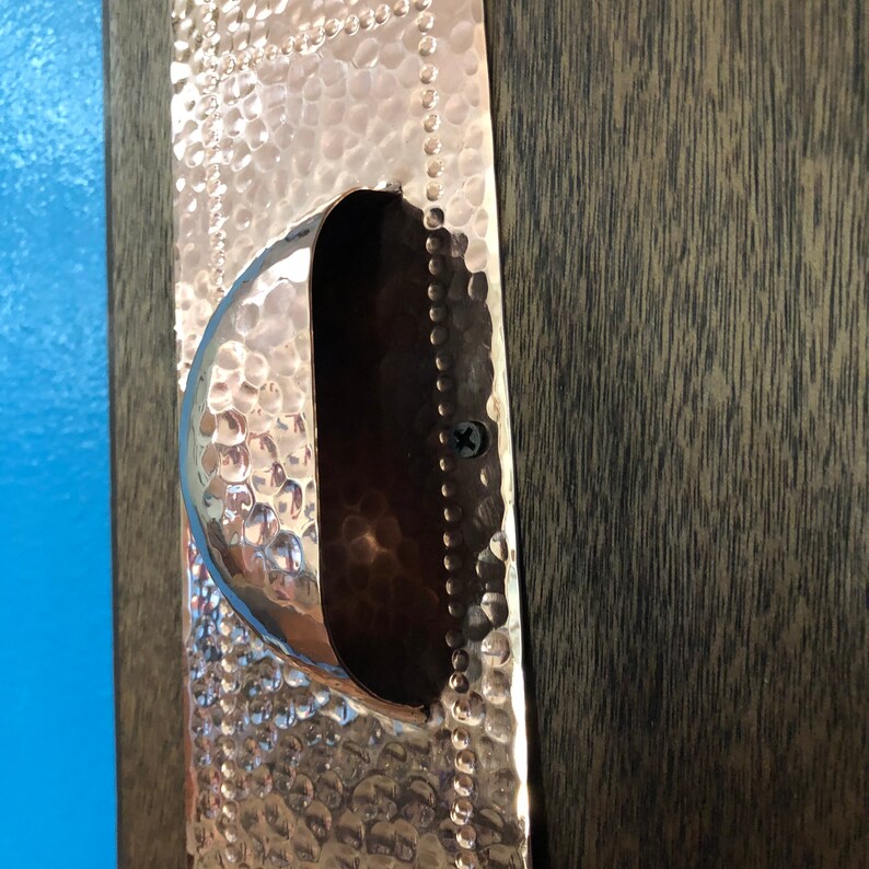 Hammered Copper Door Pull Plate with Cup Handle Etsy