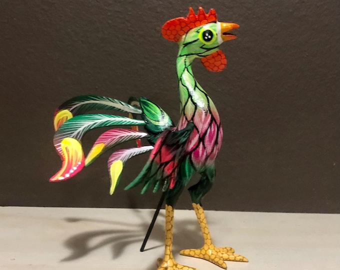 Alebrije Rooster Wood Carving by Esperanza Martinez from Oaxaca, Mexico.