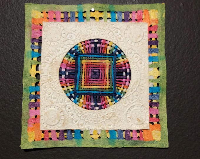 Handmade Amate Paper Wall Art from Mexico (7.75” x 7.75”)