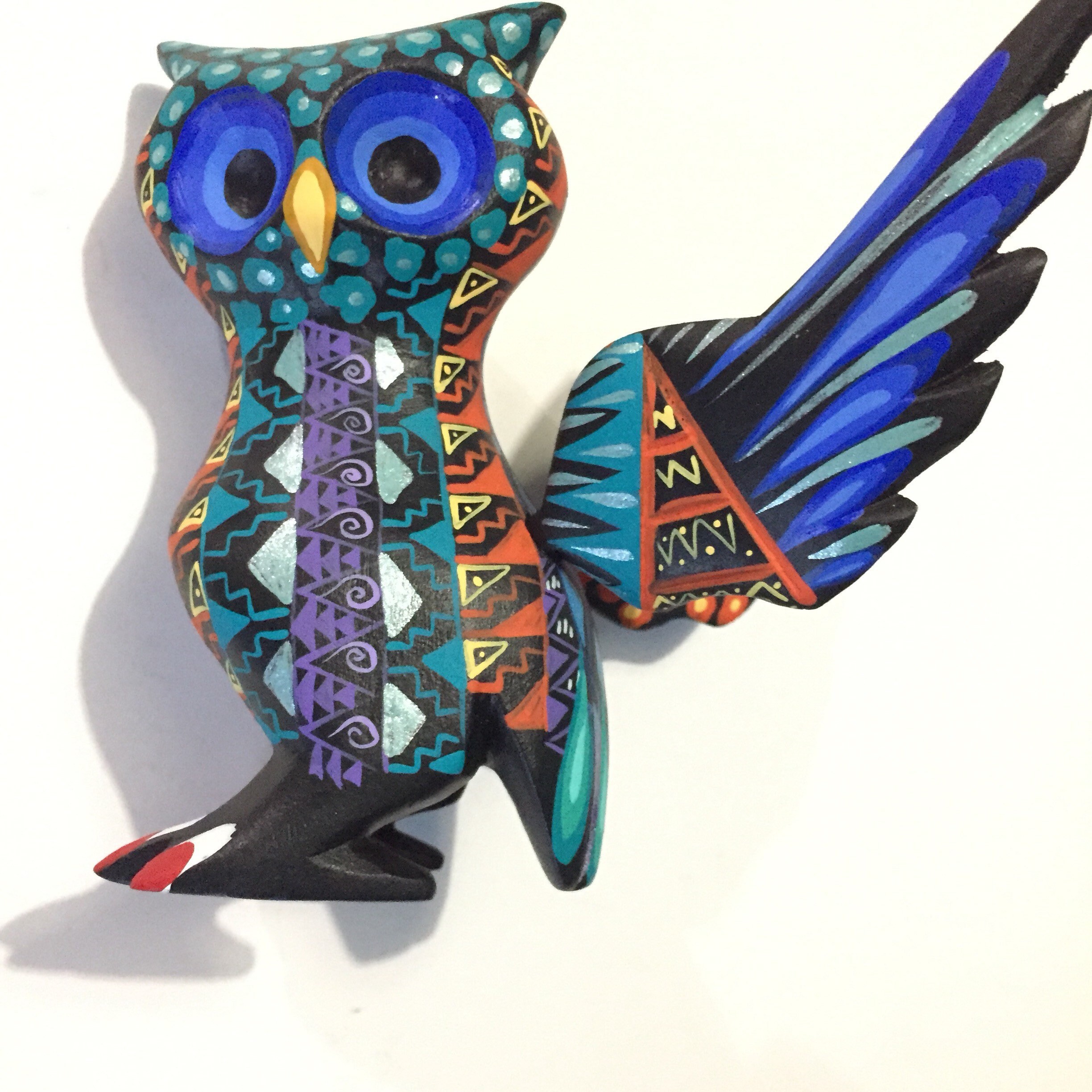 Alebrije Wood Carved Owl by Zeny Fuentes