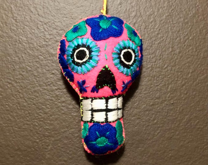 Hand Sewn Stuffed Calavera Plush Toy Hanging Ornament