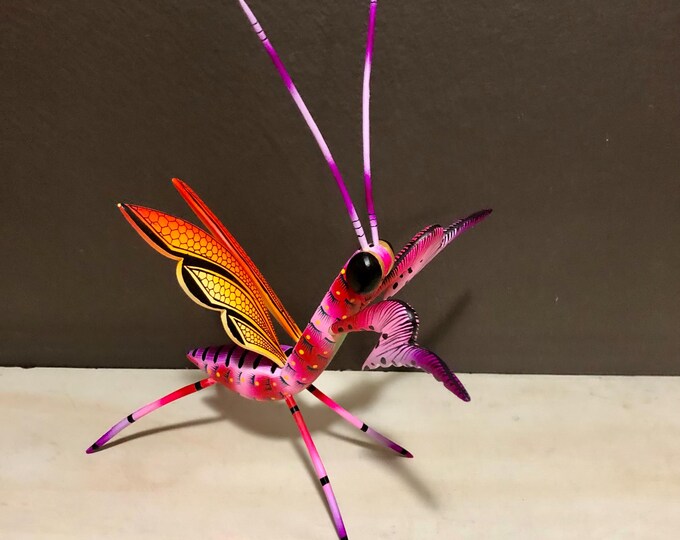 Alebrije Praying Mantis Handcrafted Wood Carving by Zeny Fuentes & Reyna Piña from Oaxaca, Mexico.