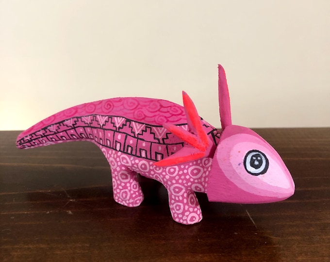 Alebrije Axolotl (Mexican Salamander)  Handcrafted Wood Carving by Esperanza Martinez from Oaxaca, Mexico.