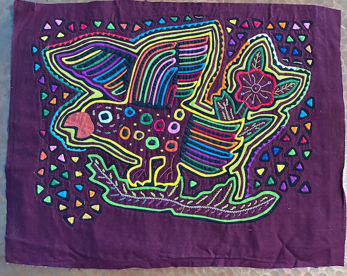 Authentic Guna (Kuna) Mola Textile Art Panel - Hand-Stitched Reverse Appliqué