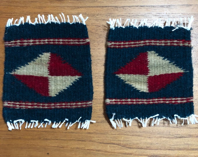 Zapotec hand woven merino wool coasters - set of two (4.5” x 6”)