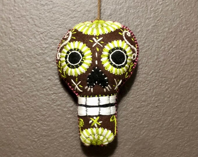 Hand Sewn Stuffed Calavera Plush Toy Hanging Ornament