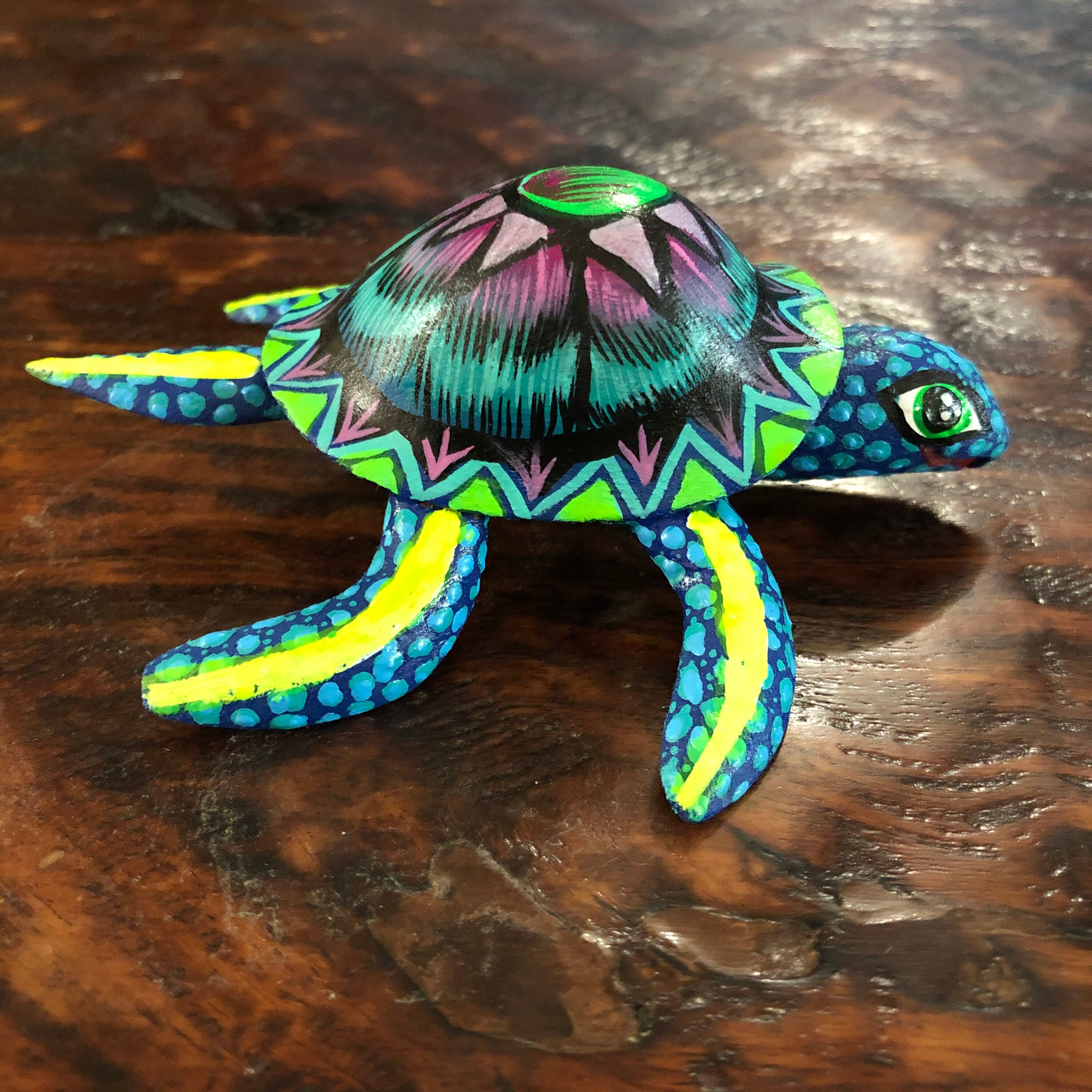 Alebrije Turtle Wood Carving by Roberto and Esperanza Martinez from