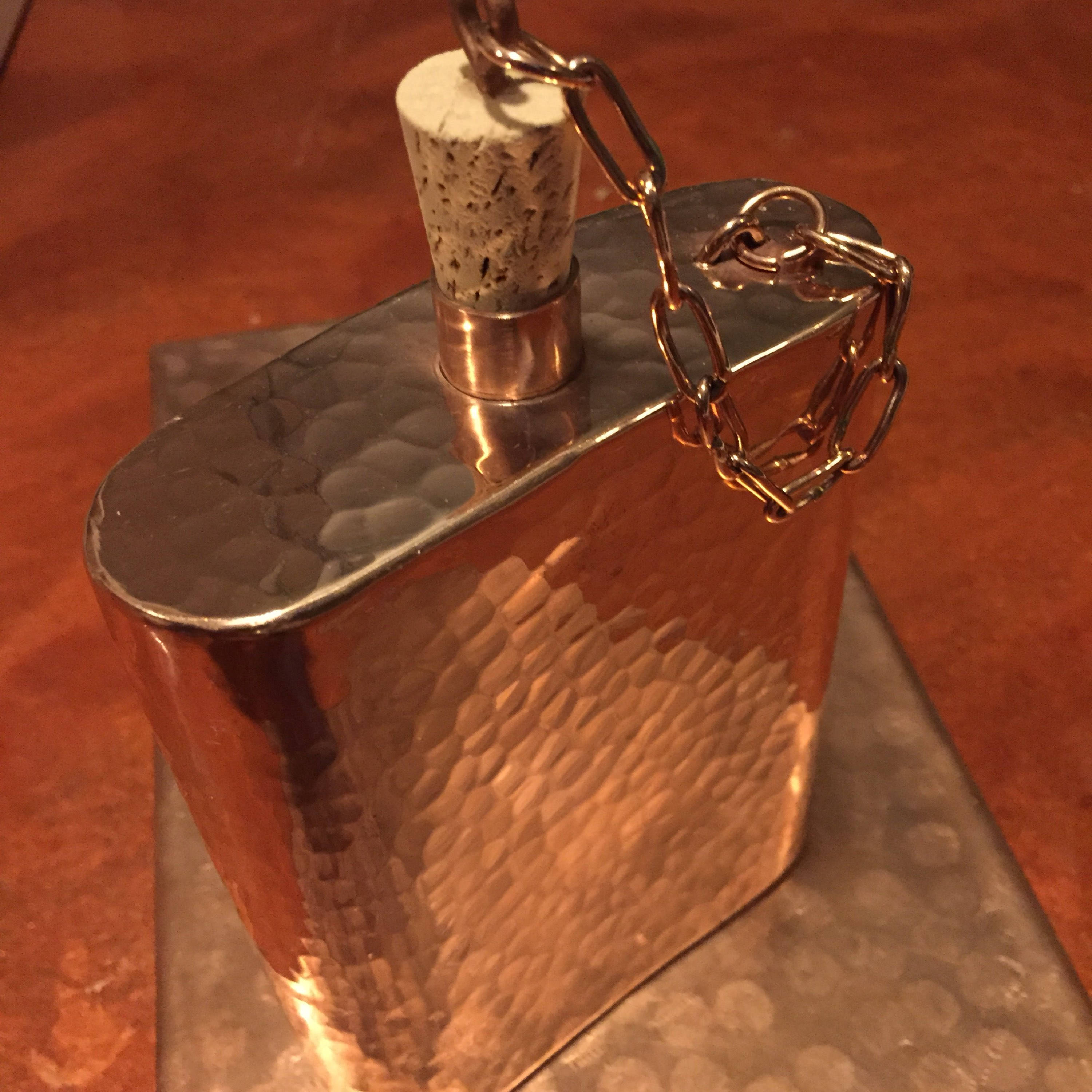 Handcrafted pure hammered copper 12oz flask