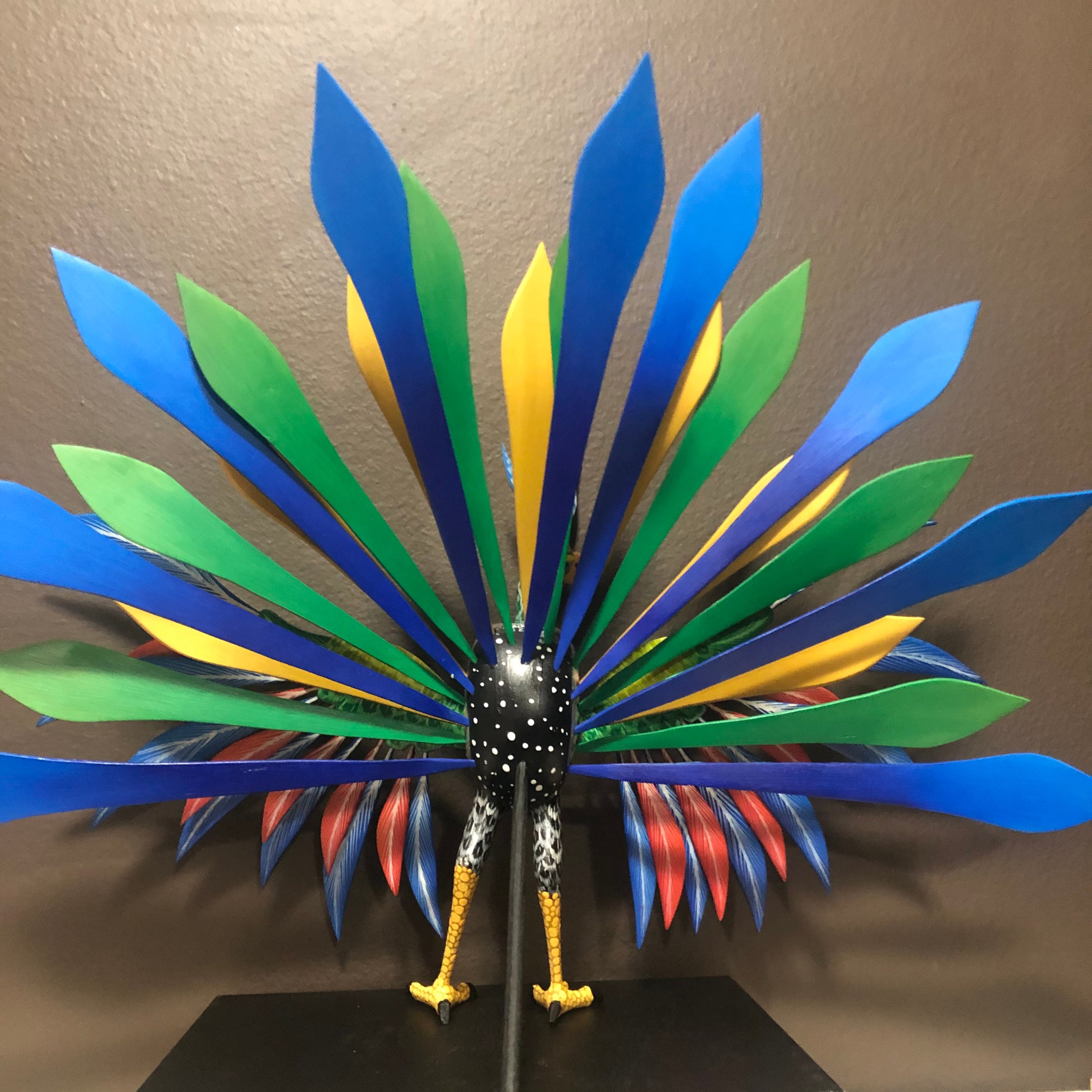 Alebrije Extra Large Peacock Handcrafted Wood Carving by Esperanza