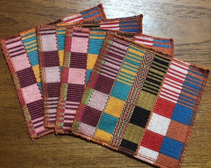 Handwoven Cotton Coasters (set of four) from Otavalo, Ecuador- 5.25” x 5.25”