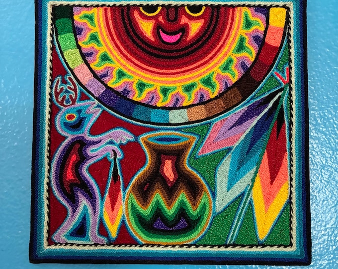 Huichol Yarn Art Nierika (7.9” x 7.9”) from Nayarit, Mexico