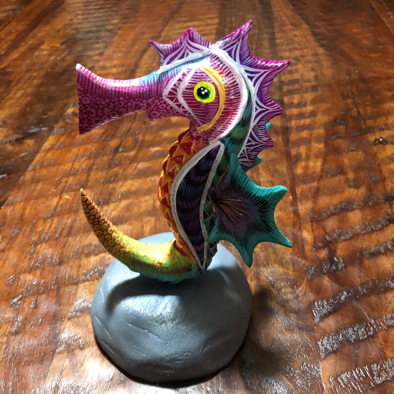 Alebrije Seahorse Wood Carving by Roberto and Esperanza Martinez from Oaxaca Mexico