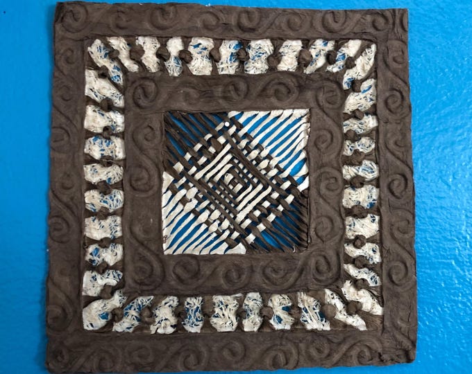 Handmade Amate Paper Wall Art from Mexico (7 3/4” x 7 3/4”)