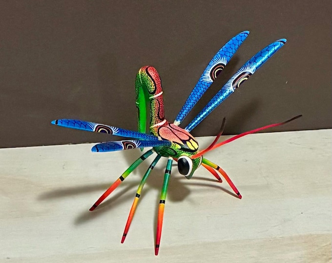 Alebrije Dragonfly Handcrafted Wood Carving by Zeny Fuentes & Reyna Piña from Oaxaca, Mexico.