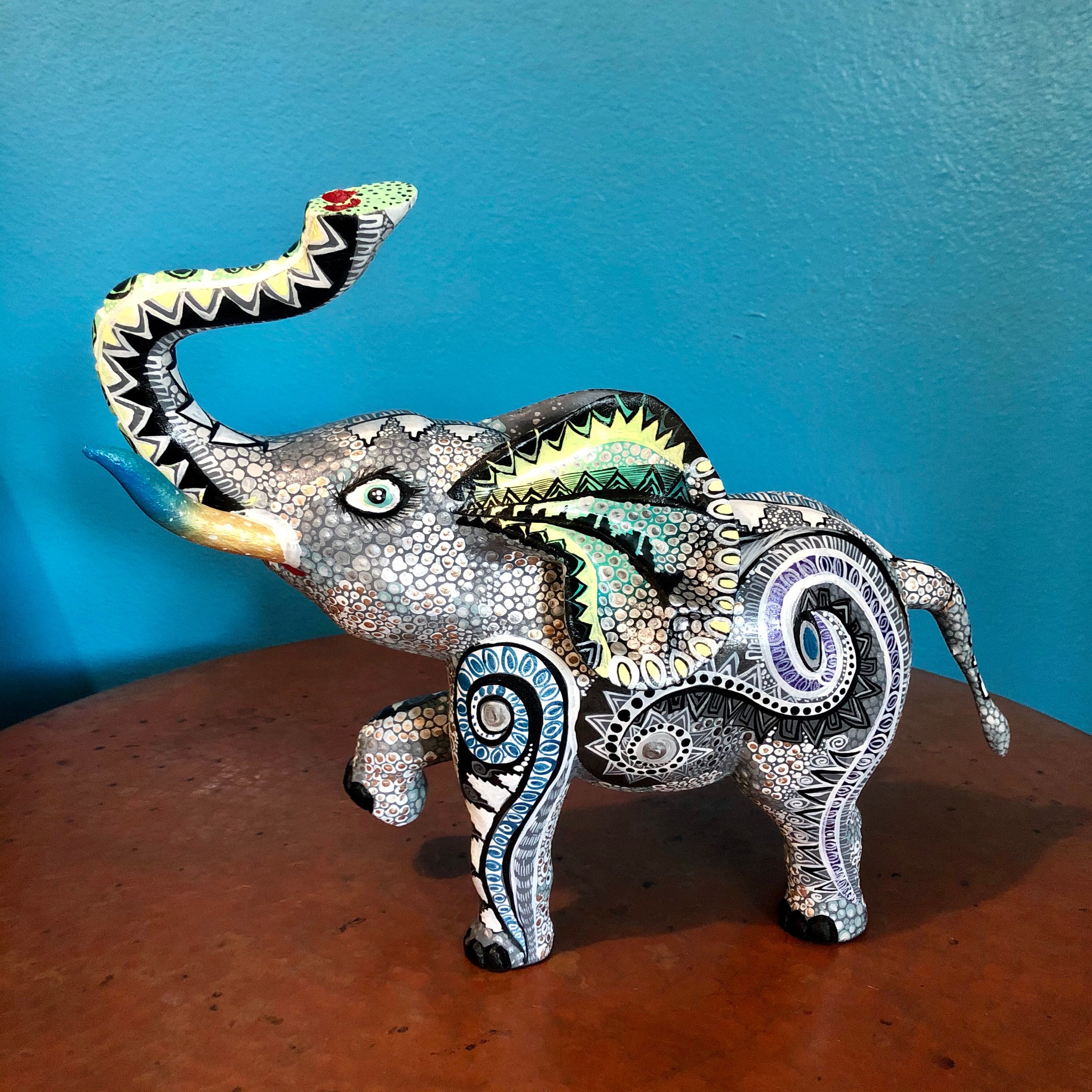 Handcrafted Alebrije Elephant Woodcarving from Oaxaca, Mexico