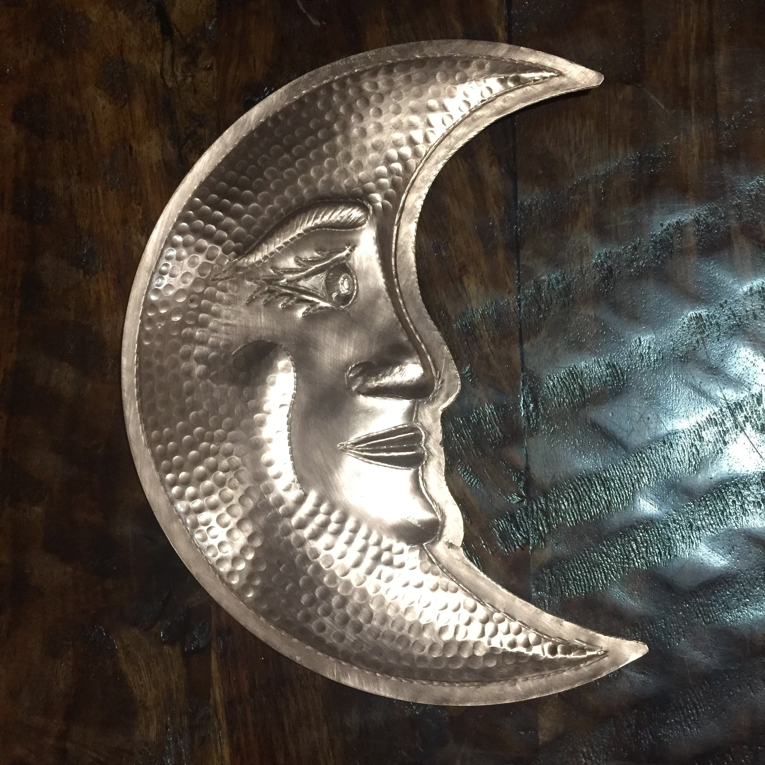 Handcrafted hammered copper 8 moon wall decor