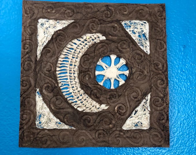 Handmade Amate Paper Wall Art from Mexico (7.75” x 7.75”)