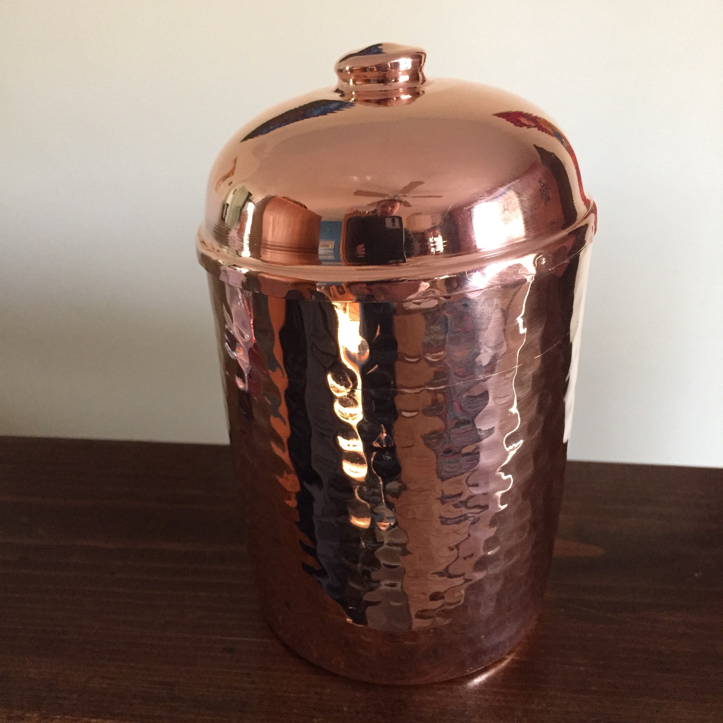 Hammered Copper Canister with Lid (3 1/2x5 1/2)