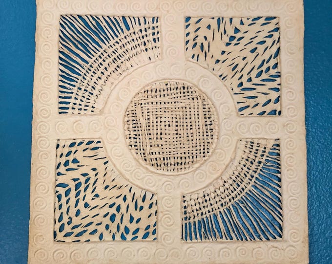 Handmade Amate Bark Paper Wall Art from Mexico (11 3/4" x 11 3/4")