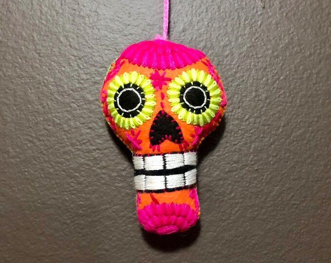 Hand Sewn Stuffed Calavera Plush Toy Hanging Ornament