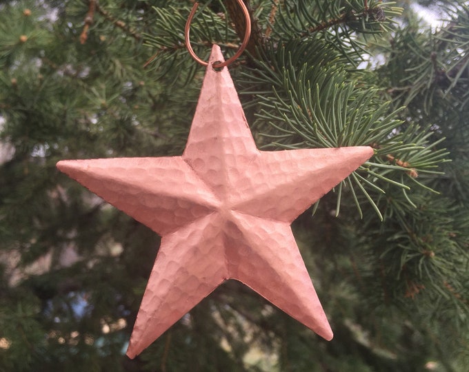 Handcrafted Pure Hammered Copper Star Christmas Tree Ornament