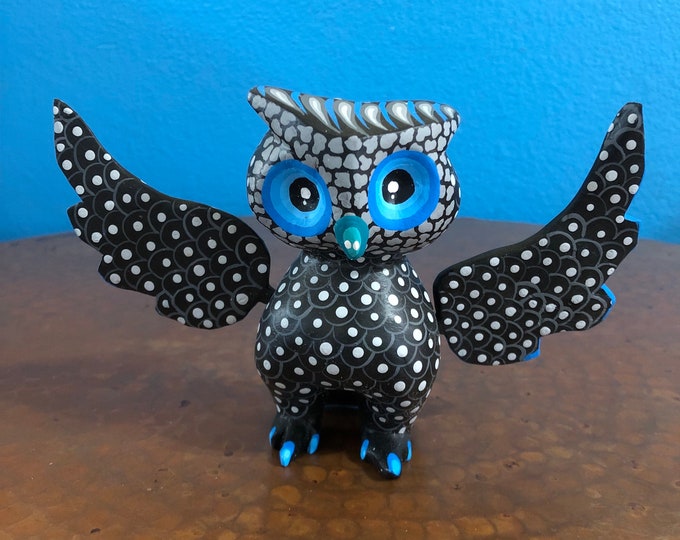 Hand Carved Wood Alebrije Owl by Zeny Fuentes and Reyna Pina