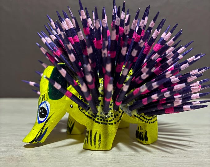 Alebrije Wood Carving Porcupine from Oaxaca, Mexico by Esperanza Martinez