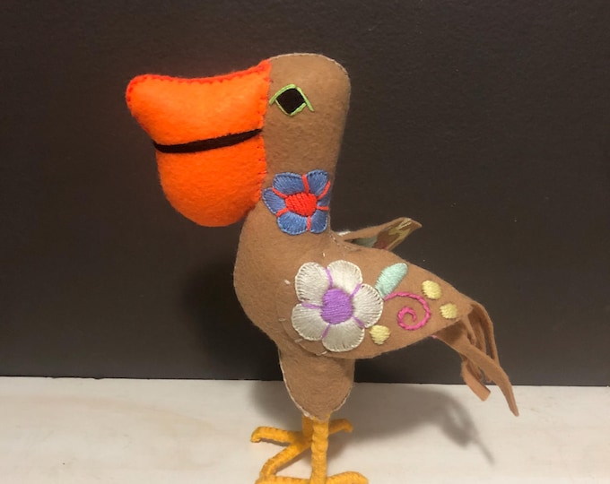 Hand Sewn Stuffed Animal Pelican Plush Toy