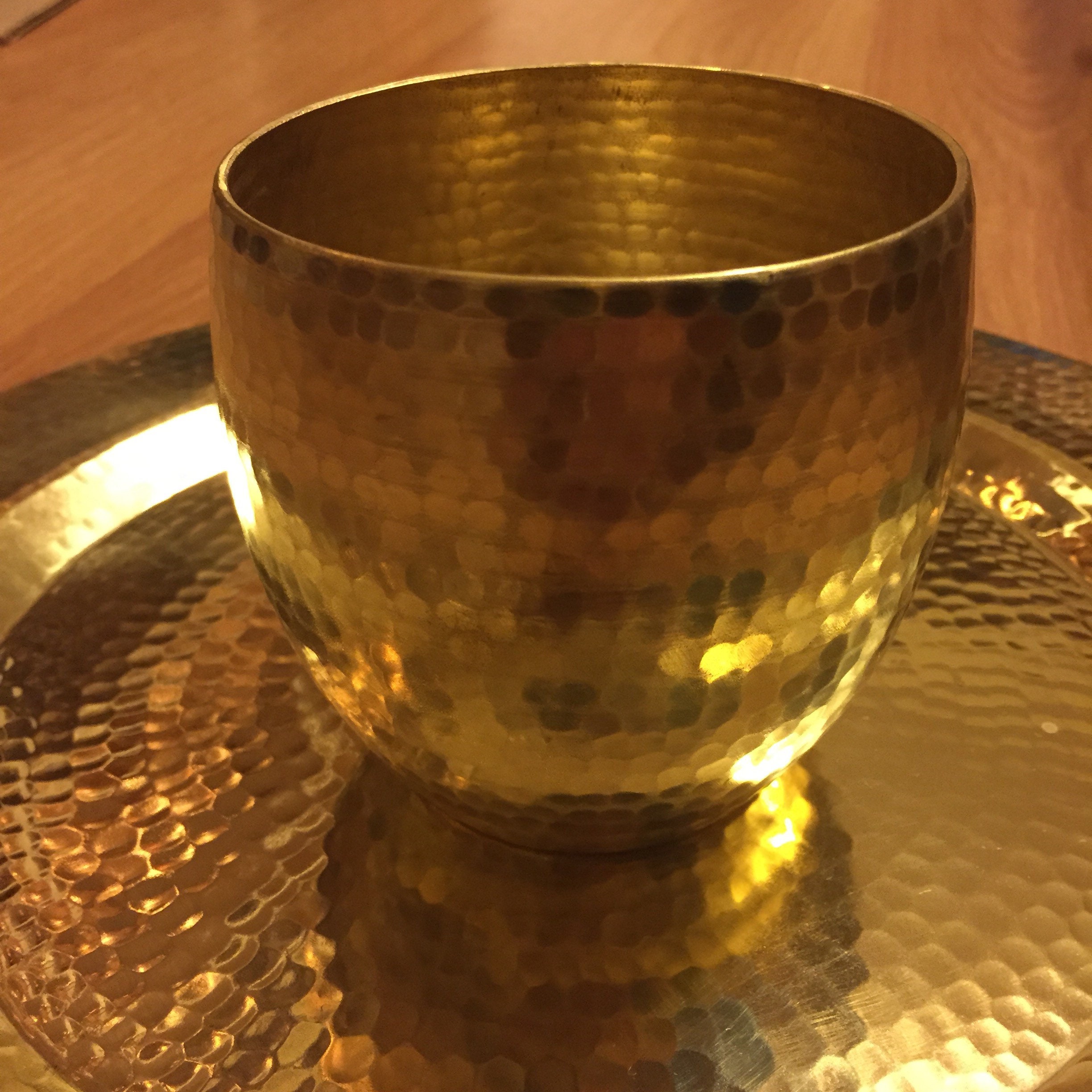 Handcrafted hammered brass 16oz toasting cup drinking glass