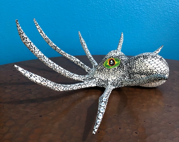 Alebrije Squid Wood Carving by Esperanza Martinez from Oaxaca, Mexico.