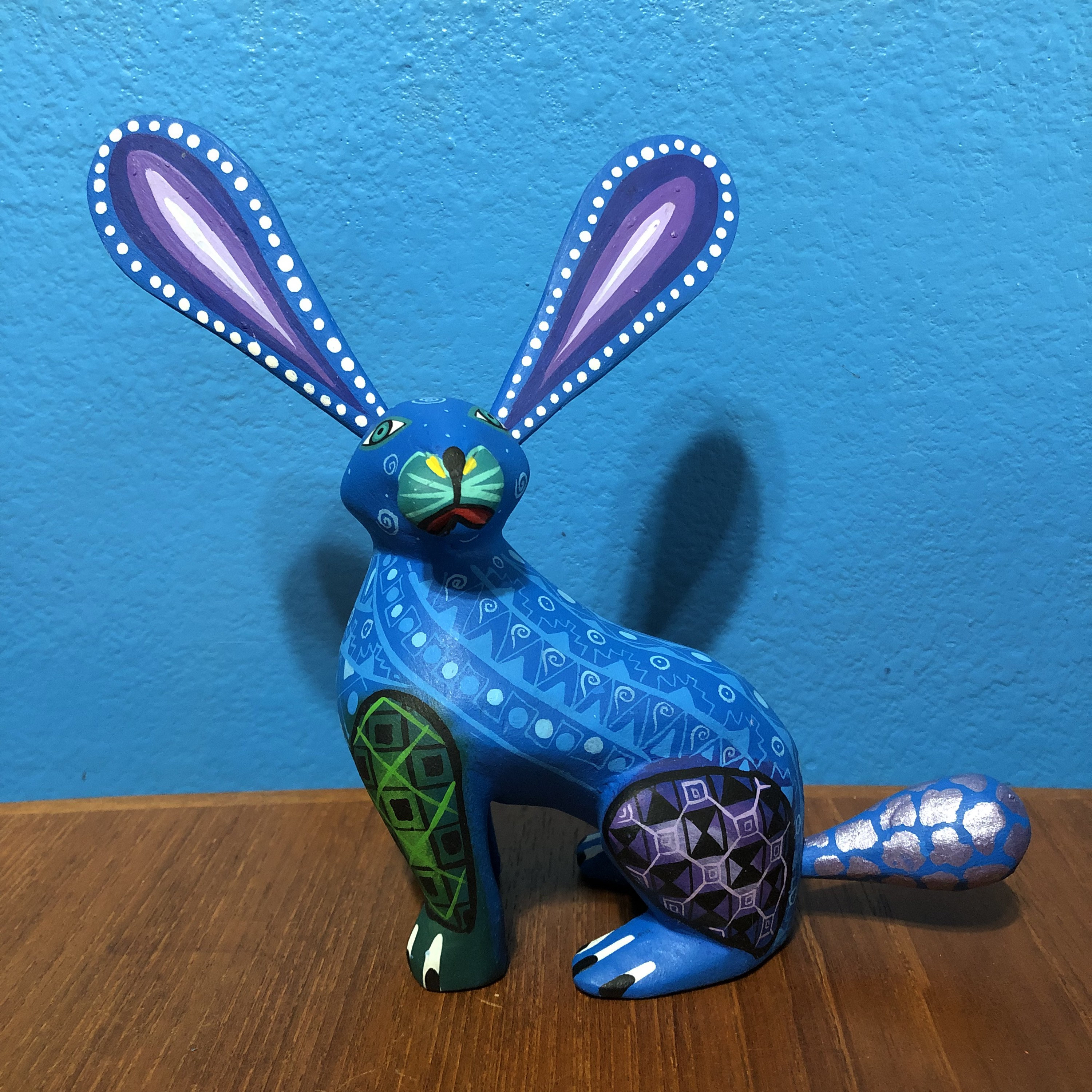 Alebrije Rabbit Handcrafted Wood Carving by Zeny Fuentes & Reyna Piña from Oaxaca Mexico.