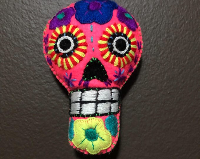 Hand Sewn Stuffed Calavera Plush Toy Hanging Ornament