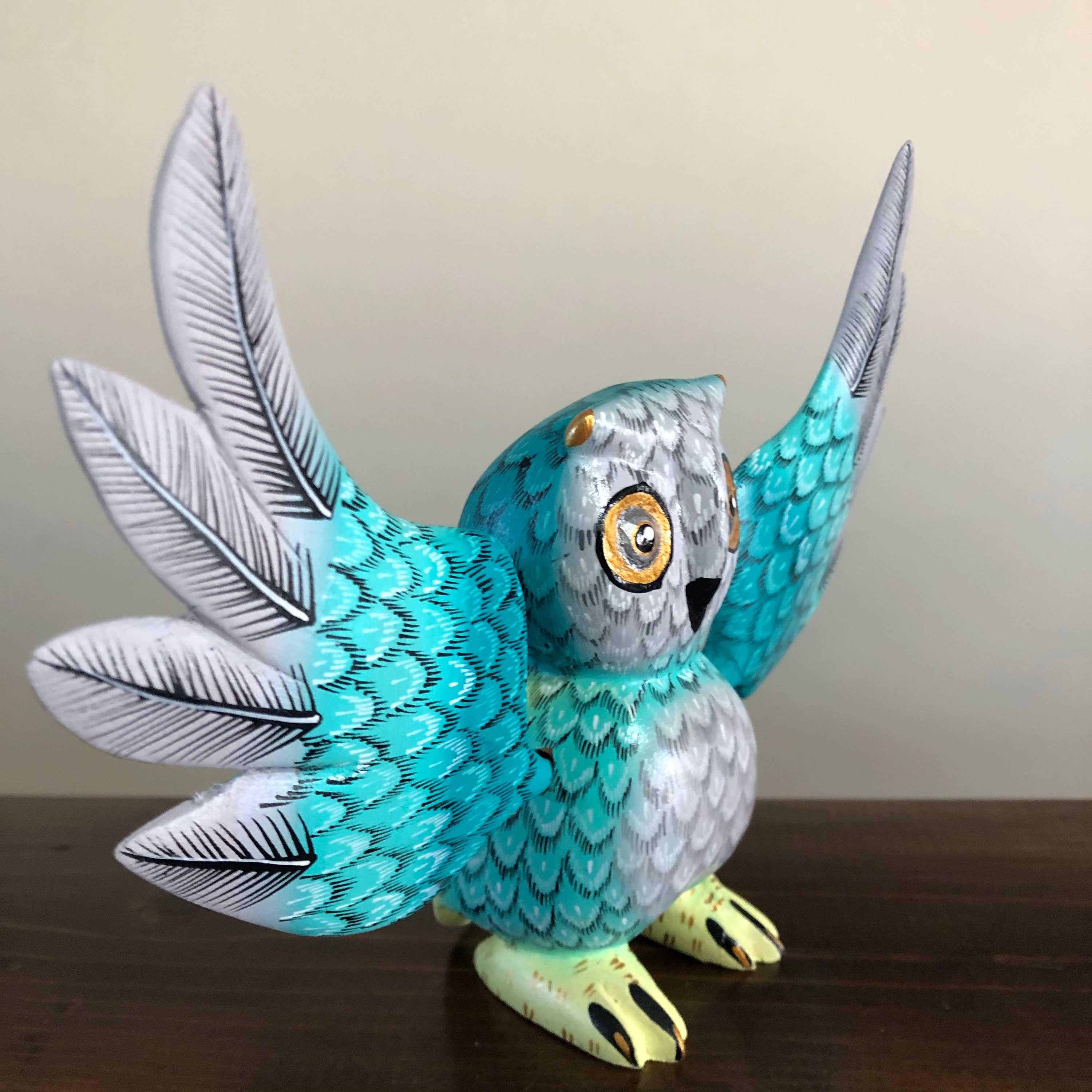 Alebrije Owl Wood Carving by Roberto and Esperanza Martinez from Oaxaca