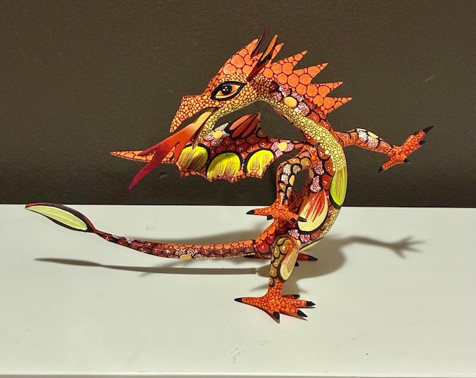 Hand Carved Wood Alebrije Dragon by Esperanza Martinez