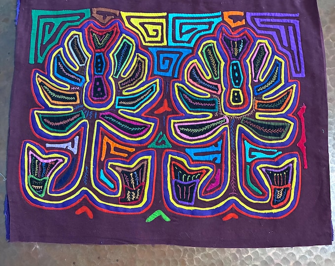 Authentic Guna (Kuna) Mola Textile Art Panel - Hand-Stitched Reverse Appliqué