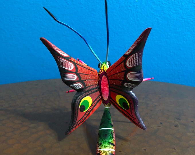 Alebrije Butterfly Handcrafted Wood Carving by Zeny Fuentes & Reyna Piña from Oaxaca, Mexico.